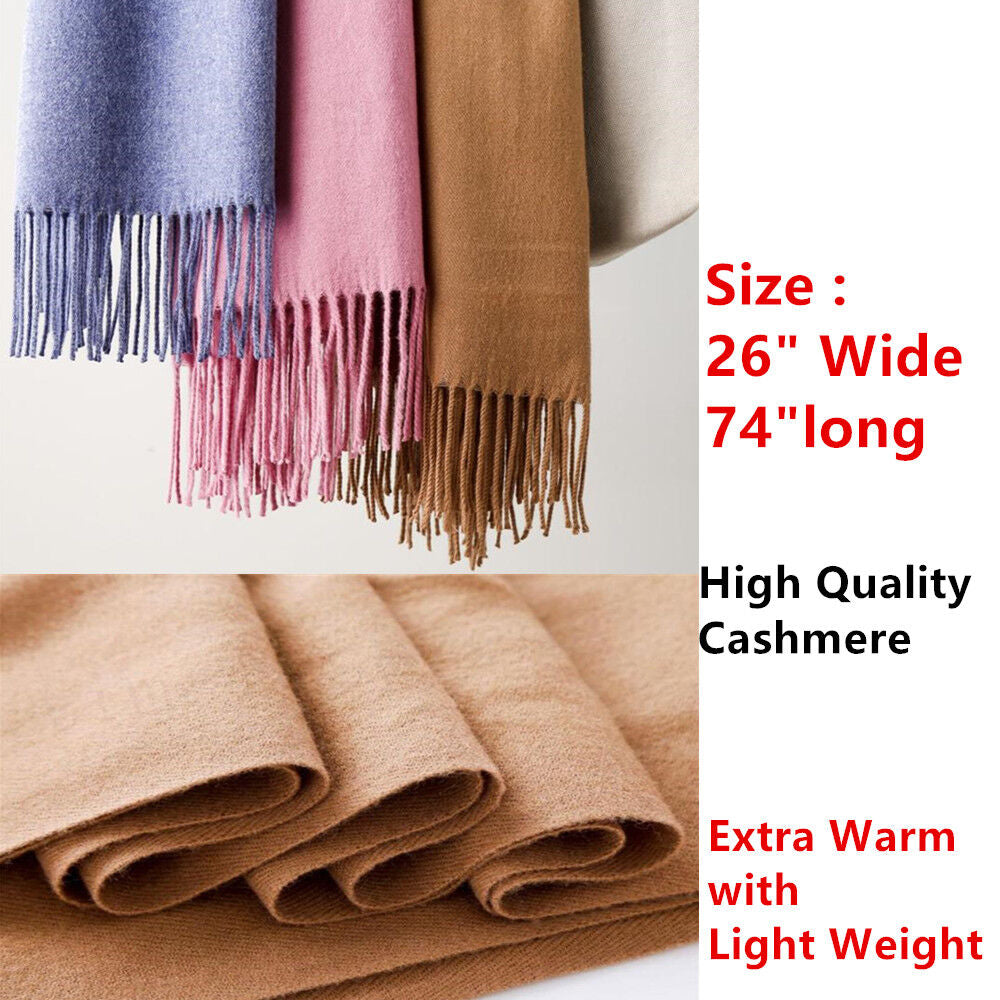 Unisex Oversize 100% Cashmere Scotland Wool Blanket Shawl Wrap Solid Scarf