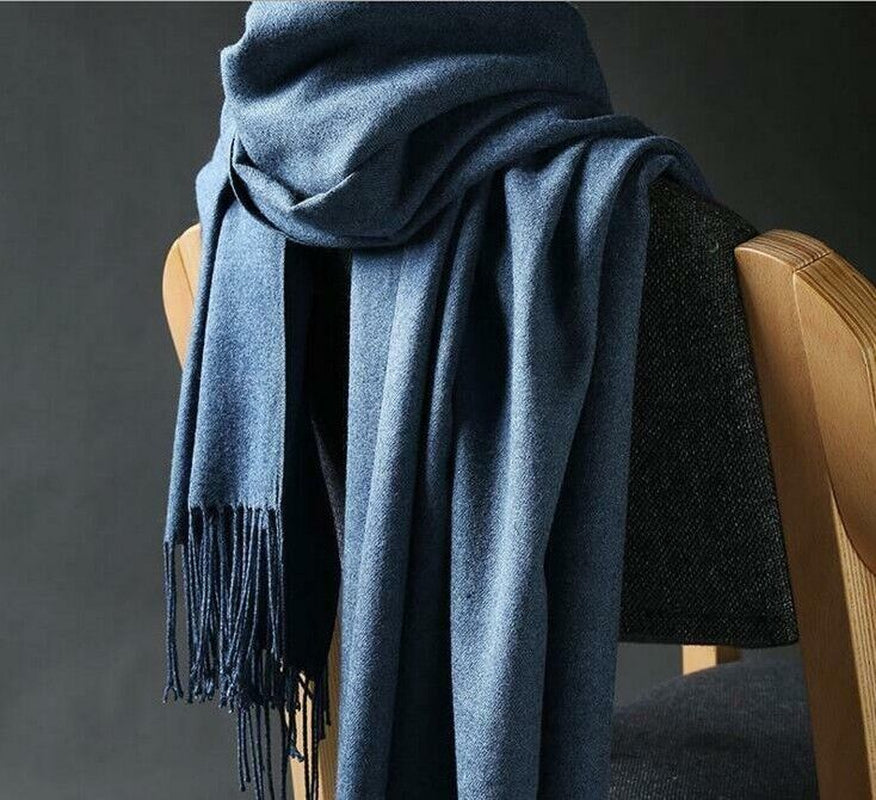 Unisex Oversize 100% Cashmere Scotland Wool Blanket Shawl Wrap Solid Scarf