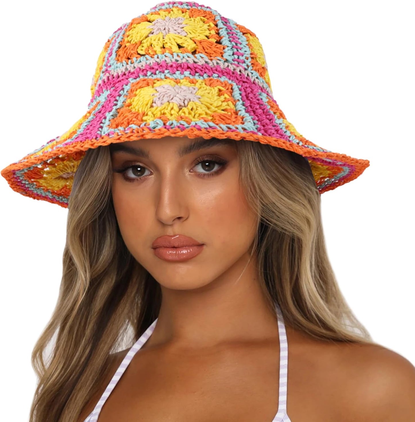 Wide Brim Summer Beach Hat for Women Foldable Travel Straw Hat UPF50+