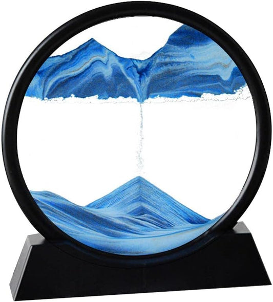 Moving Sand Art Picture in Motion round Glass 3D Deep Sea Landscape, Dynamic Sand Art Sandscapes