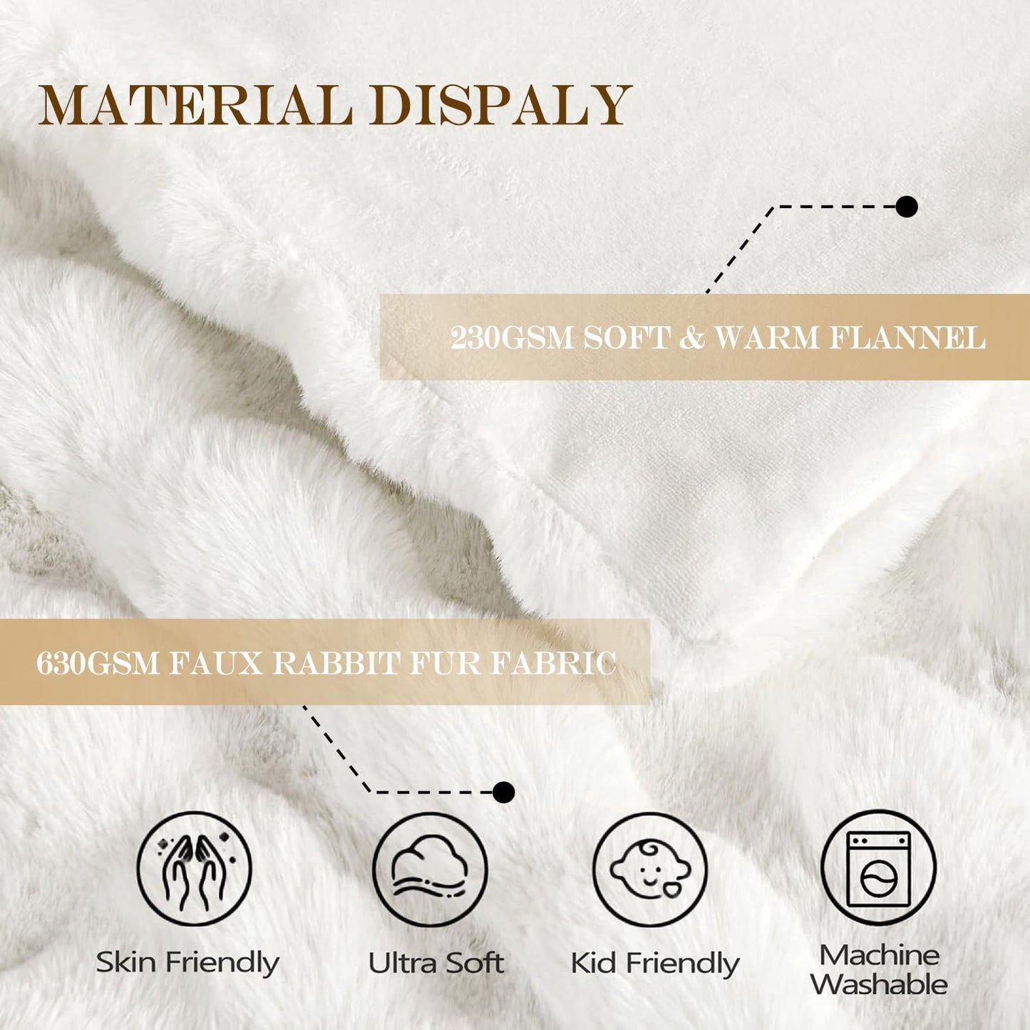 White Faux Fur Throw Blanket Cozy Bubble Blanket Soft Fuzzy Thick 