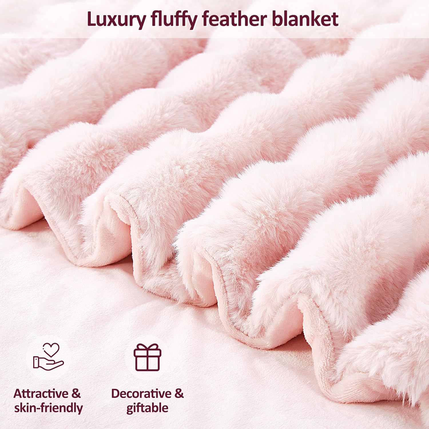 Decorative Soft Thick Fuzzy Faux Rabbit Fur Throw Blanket 