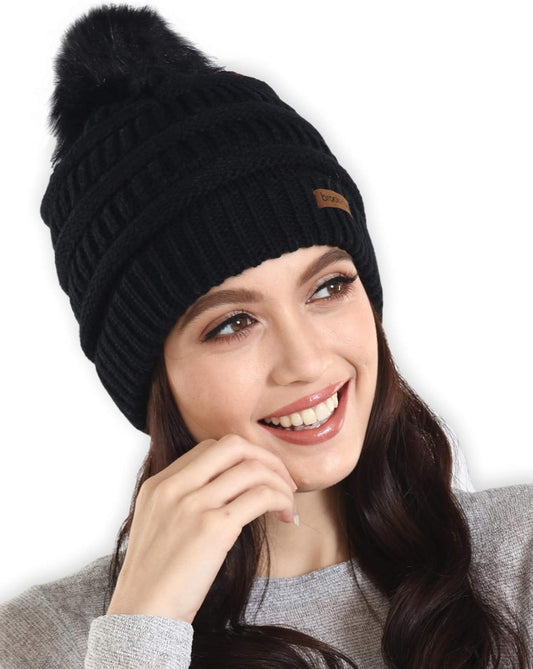 Ultra Cozy Chunky Knit Beanie  with Pom Pom 