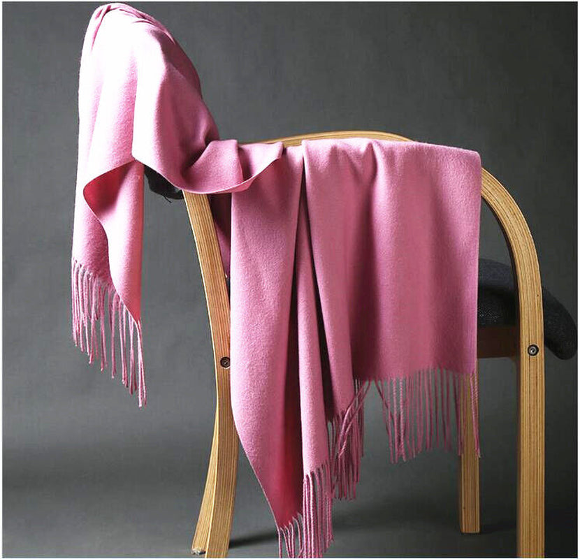 Unisex Oversize 100% Cashmere Scotland Wool Blanket Shawl Wrap Solid Scarf